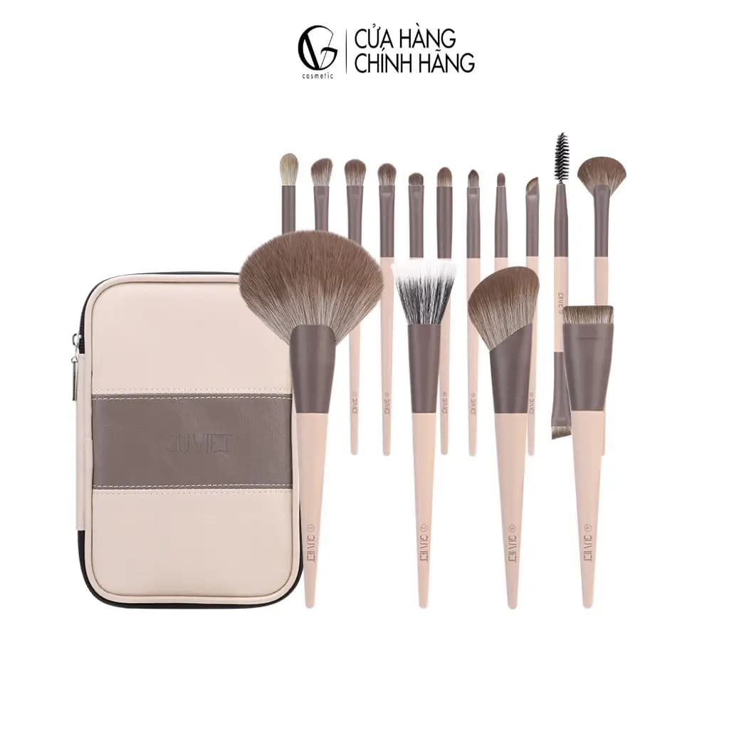 Cọ makeup GUVIET Cosmetic 15 Món, tặng kèm túi da